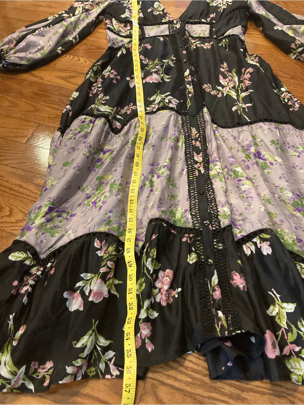 ASOS Black & Lavender Floral Puff-Sleeve Maxi Dress - Picture 6 of 13